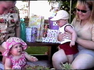With her cousin Mitchell.