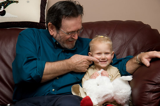 Poppa's making Olivia smile